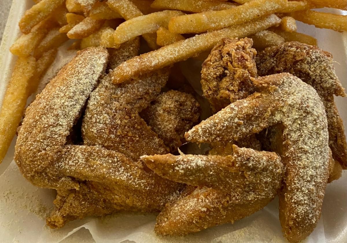 Lemon pepper wings over fries